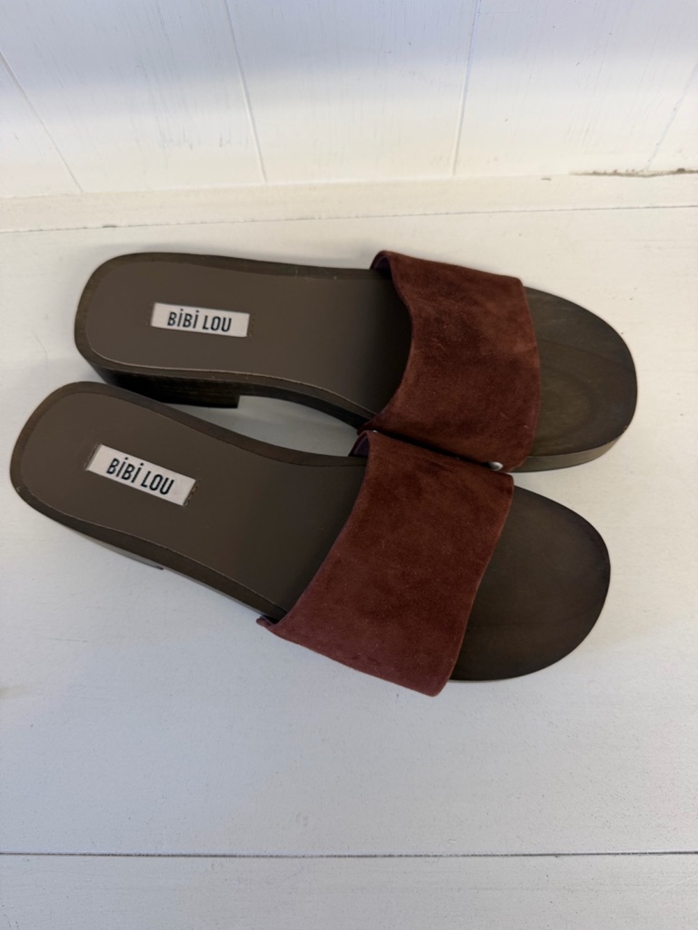 Anthropologie Suede Slide Sandals in Brown - Picture 2 of 4